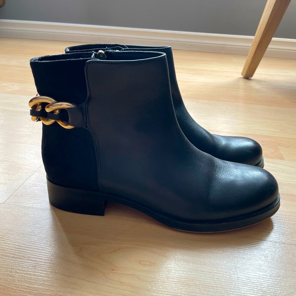 Sam Edelman Shoes - Sam Edelman “Chester” Black Ankle Boots with Chain Detail - Size 8